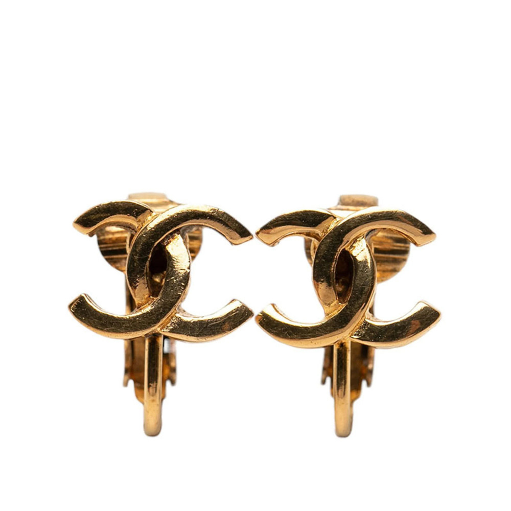 Chanel Coco Mark Earrings, Gold Plated, Women's CHANEL